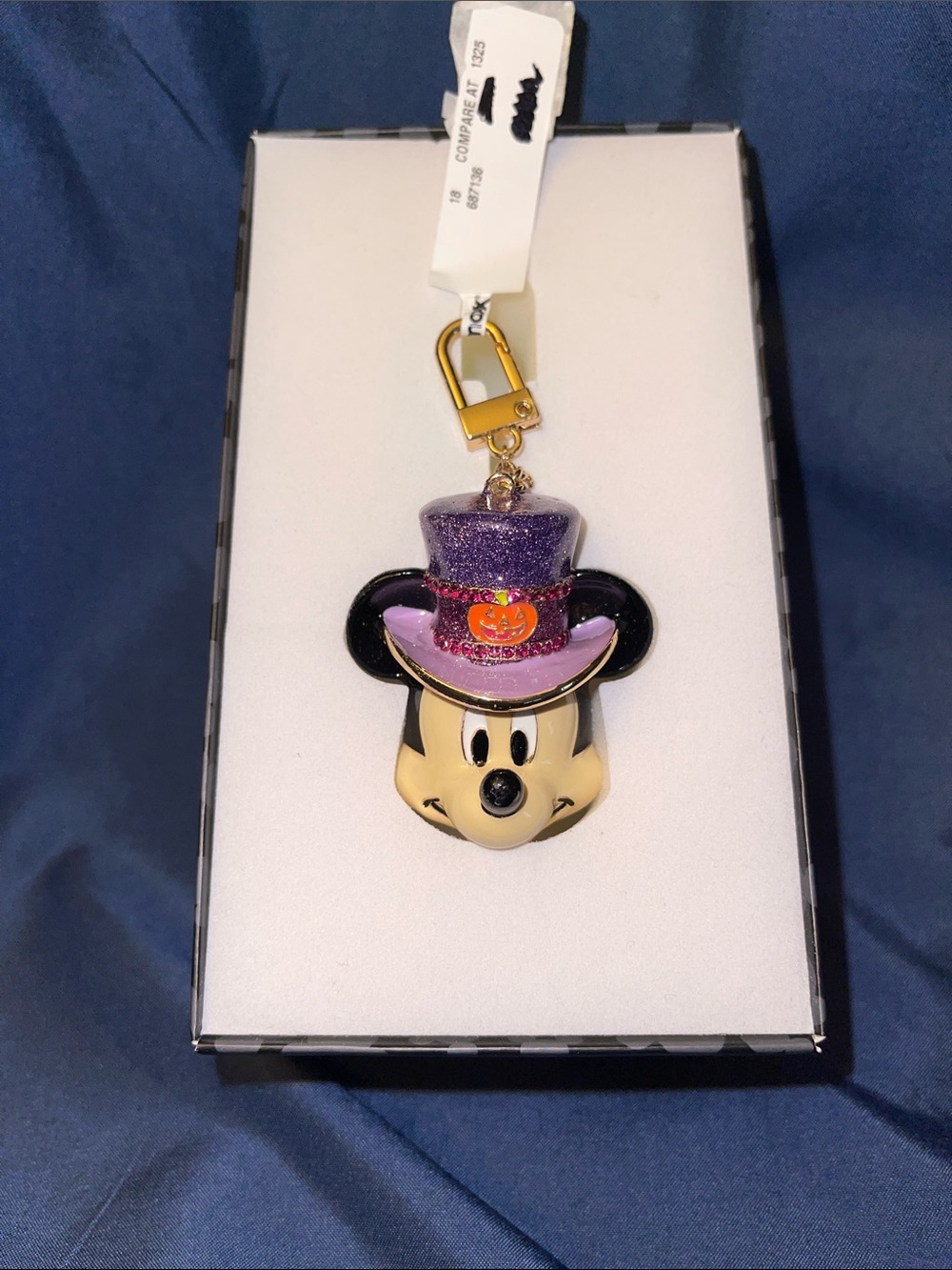 Disney Mickey Mouse Halloween Keychain Charm - Purple & Black with Gold Clasp
